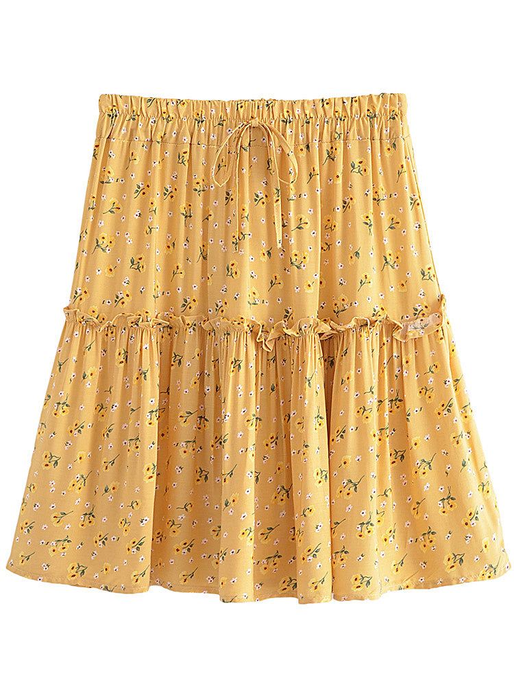 Buttercup Bloom Boho Floral Print Mini Skirt