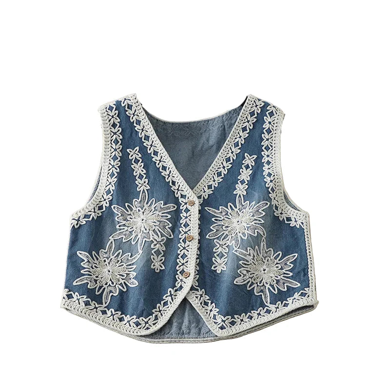 Starlight Dreams Boho Embroidered Sequin Vest