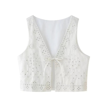 Moonstone Boho Floral Embroidered Vest