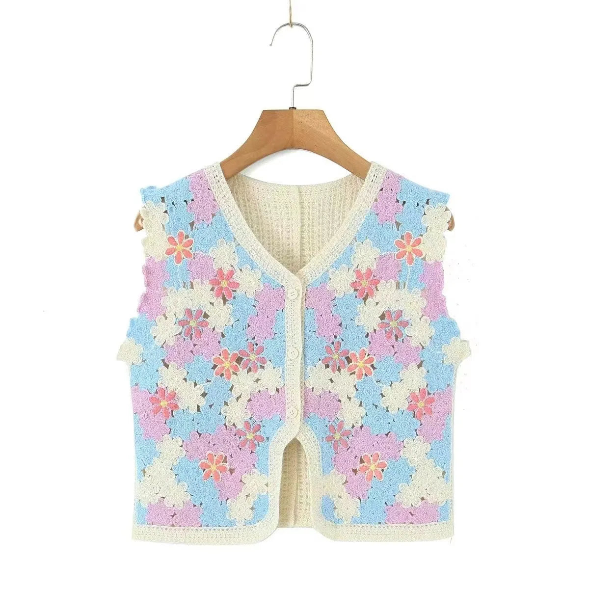 Dreamy Blossoms Boho Knit Vest