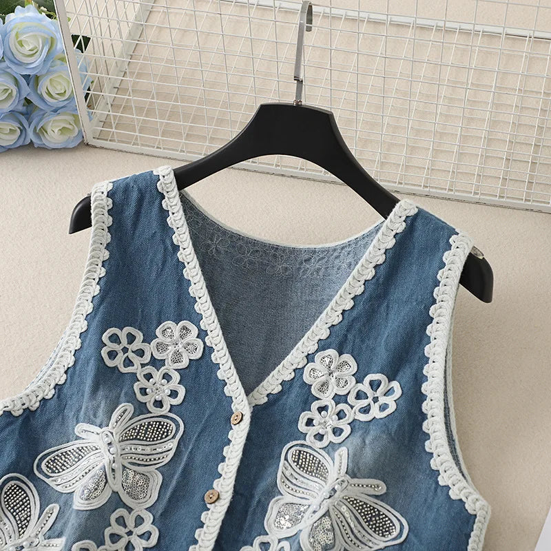 Enchanted Dreams Boho Embroidered Sequin Vest