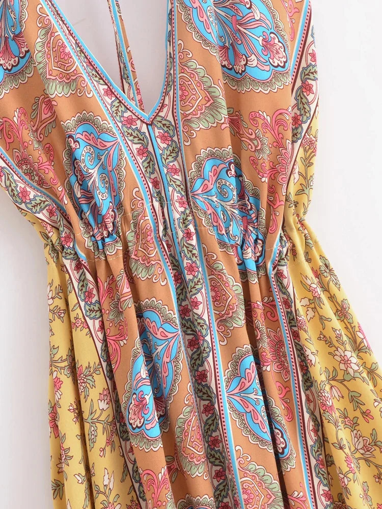 Sunset Dreamer Boho Floral Print Maxi Dress