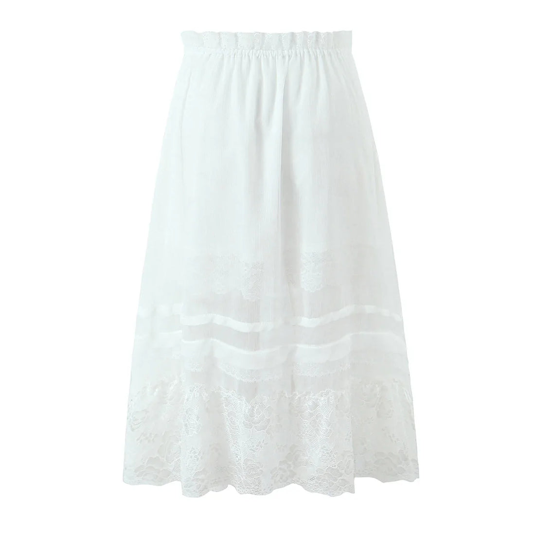 Whispering Lace Semi-Sheer Midi Skirt