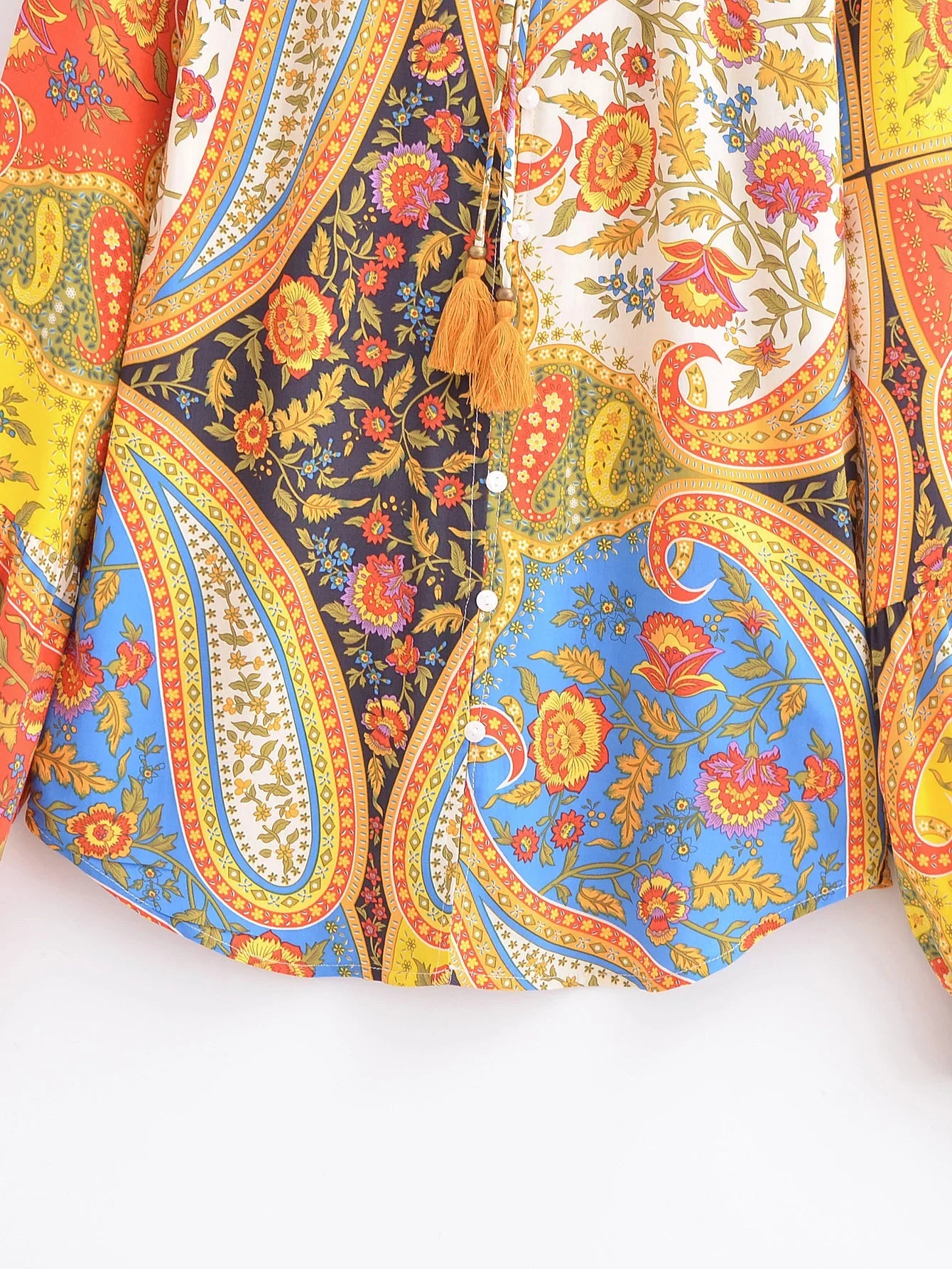 Festival Spirit Boho Floral Print Long Sleeve Blouse