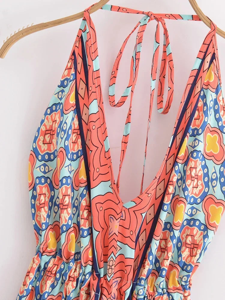 Blue Daze Boho Floral Maxi Dress