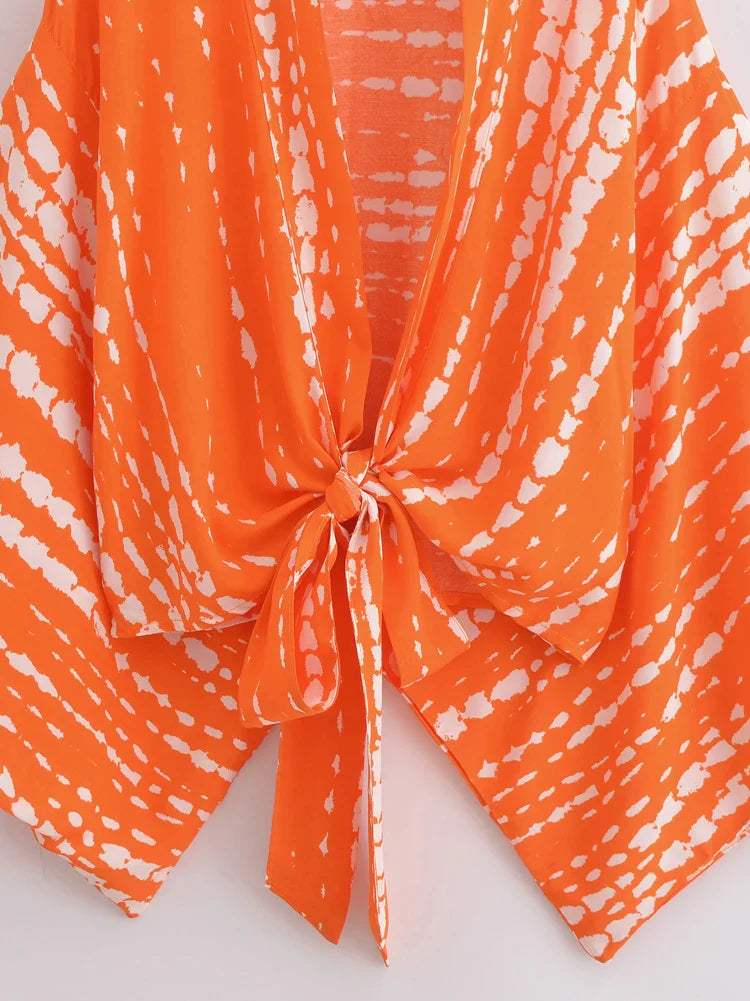 Tangerine Tide Boho Crop Top