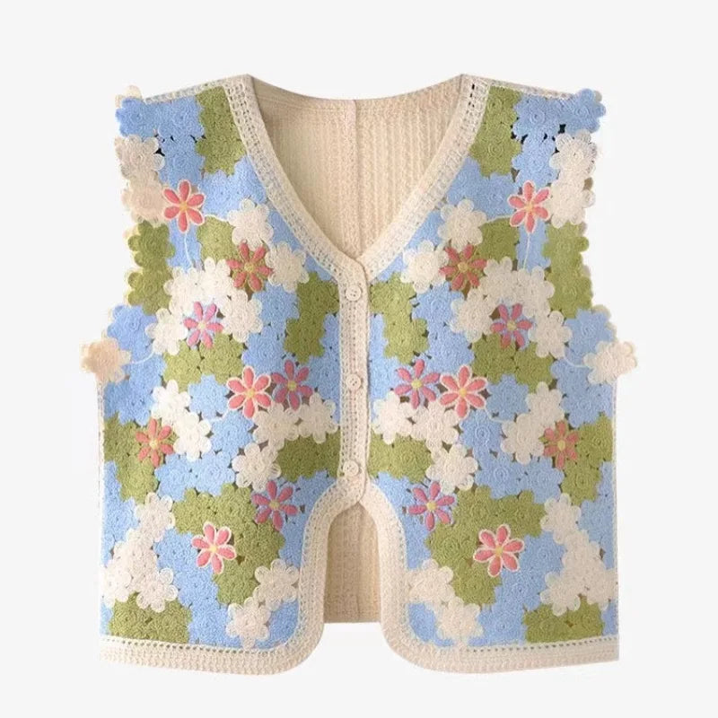 Dreamy Blossoms Boho Knit Vest