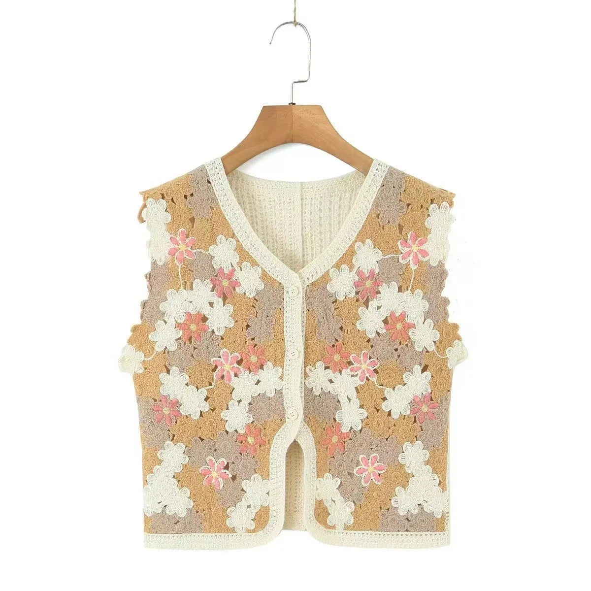 Dreamy Blossoms Boho Knit Vest