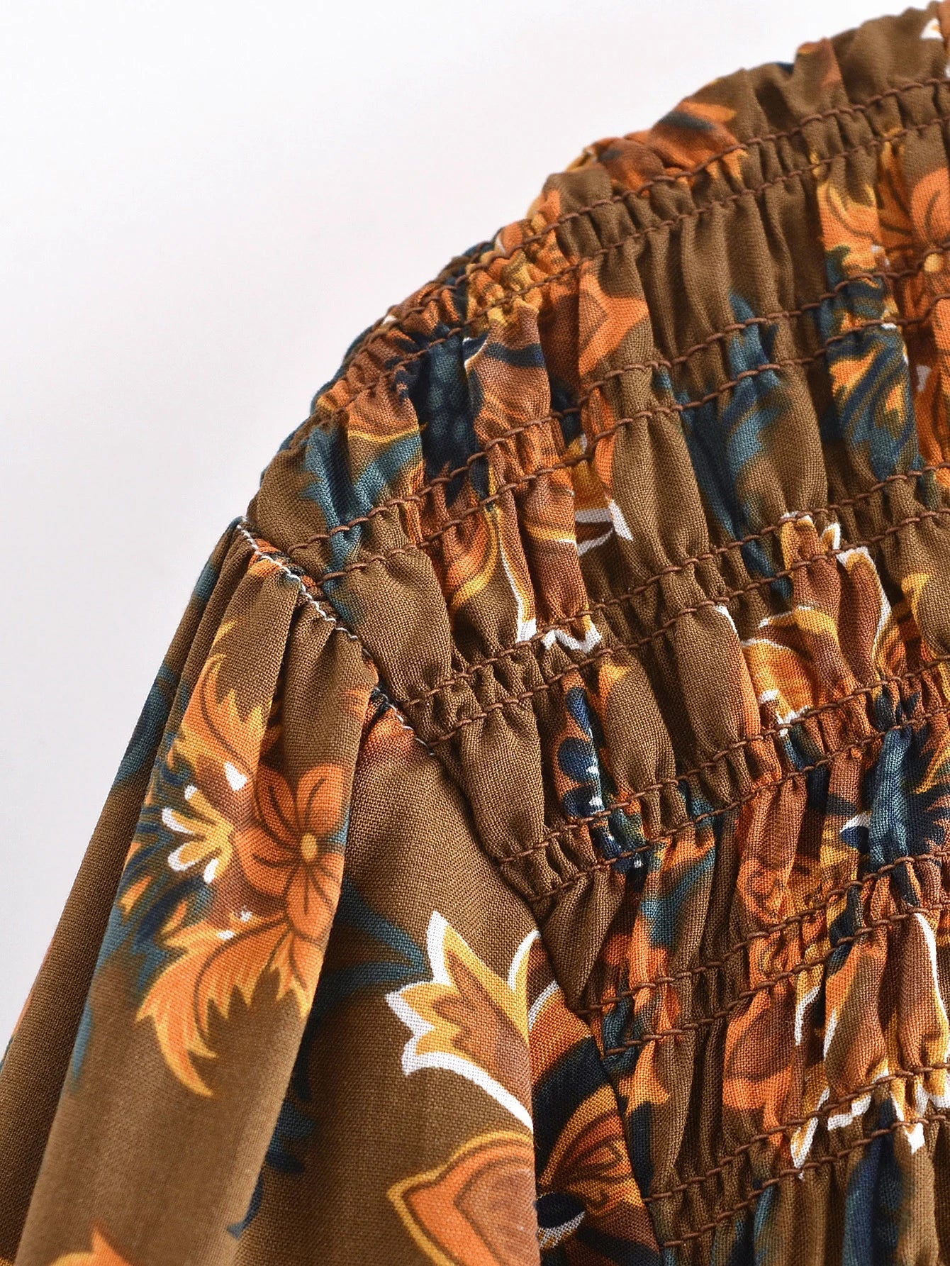 Rustic Wildflower Boho Floral Print Midi Dress