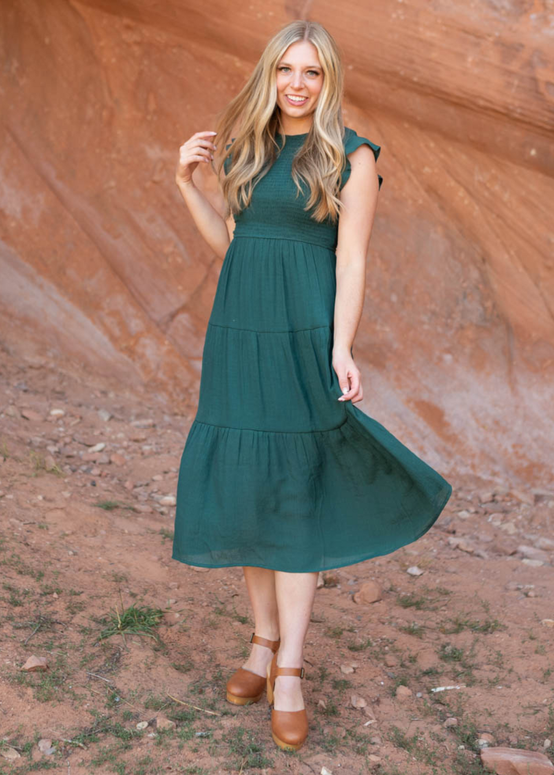 Yours Truly Hunter Green Dress