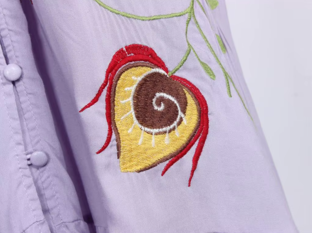 Lavender Heart Floral Embroidered Maxi Dress