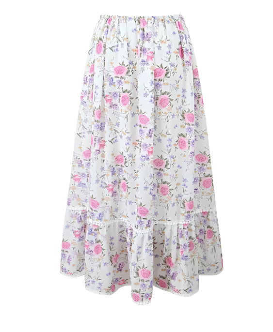 Secret Garden Boho Floral Print Maxi Skirt